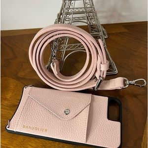 BANDOLIER  HAILEY side Slot Leather Crossbody in Primrose and Silver  IPhone 8+